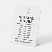 Teller openingstijden tandartspraktijk reclamebord met voetstuk (Voorkant)
