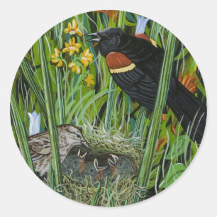 Teller "Rode vleugel Blackbird" Ronde Sticker