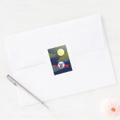 Teller van het vliegtuig en de maan vierkante sticker