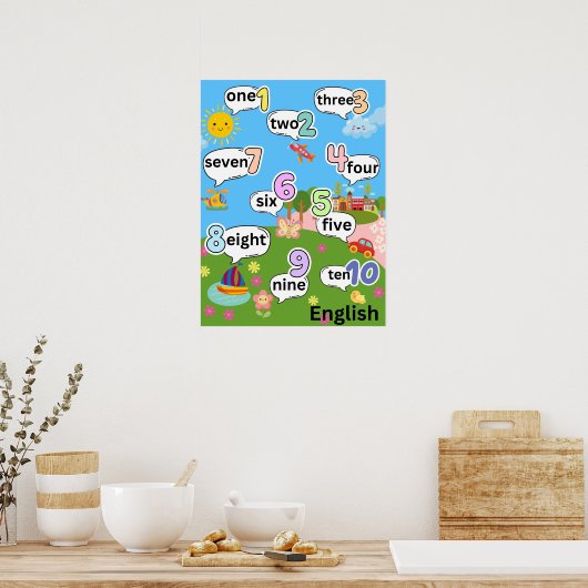 Telling 1 tot 10 in het Engels Poster (Keuken)