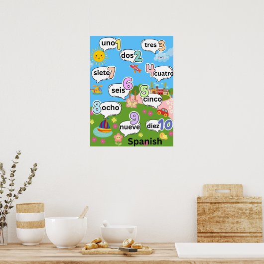 Telling 1 tot 10 in het Spaans Poster (Keuken)