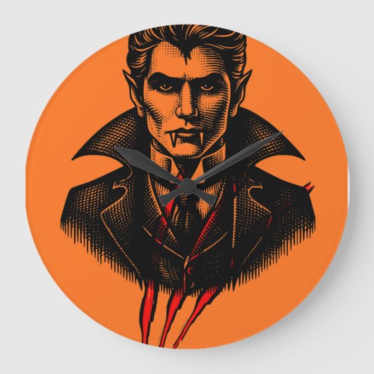 Telling Dracula Vintage Vampier Illustratie Grote Klok (Voorkant)