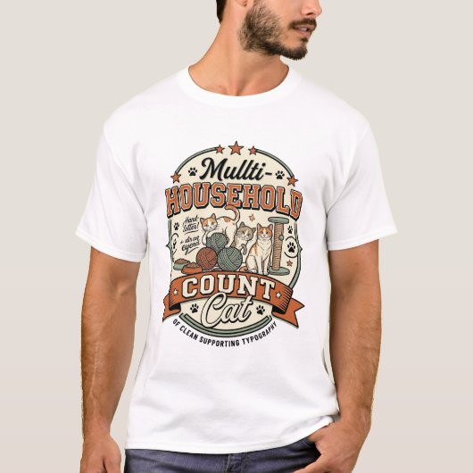 Telling van meerdere huishoudens Kat Telling van m T-shirt (Voorkant)