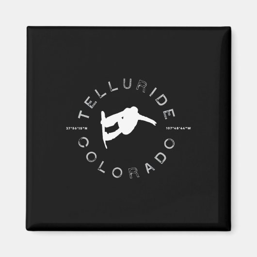 Telluride Co Graphic Retro Snowboarding T Magneet (Voorkant)