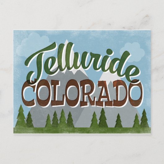 Telluride Colorado Fun Retro Snowy Mountains Briefkaart (Voorkant)