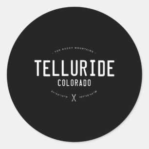 Telluride Colorado Graphic Distressed Ski Ronde Sticker