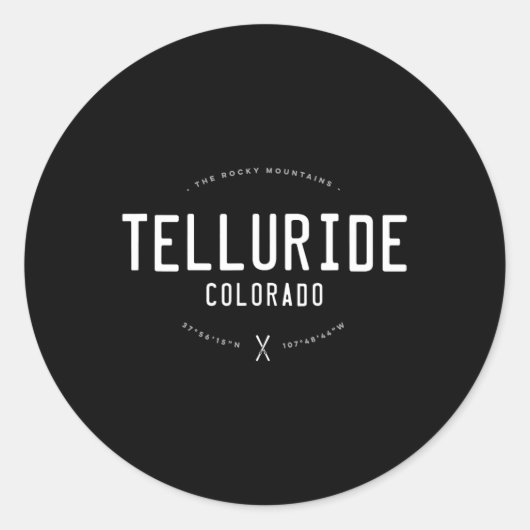 Telluride Colorado Graphic Distressed Ski Ronde Sticker (Voorkant)