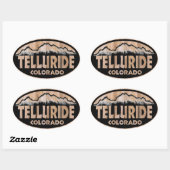 Telluride Colorado houten teken ovale stickers (Vel)