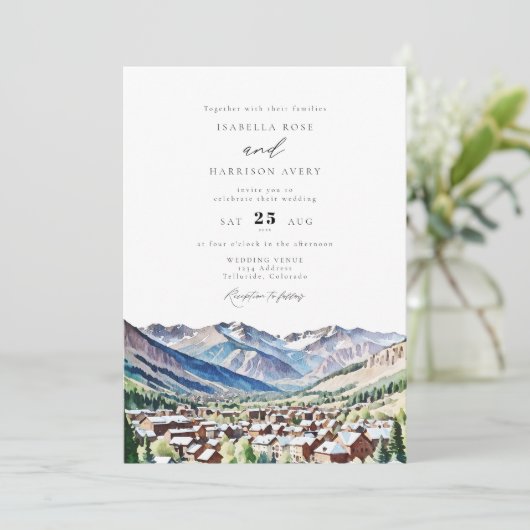 TELLURIDE Colorado Mountain Ski Travel Wedding Kaart (Staand voorkant)
