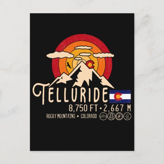 Telluride Colorado Mountains Retro  Postca Briefkaart (Voorkant)