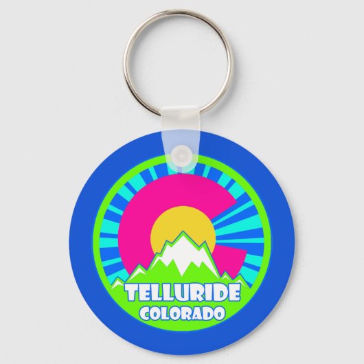 Telluride Colorado Neon Mountains sleutelhanger (Voorkant)
