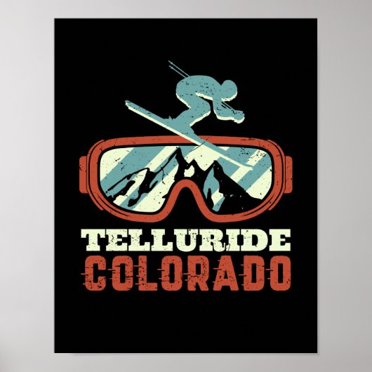 Telluride Colorado Retro Skiing Snowboarding Poster (Voorkant)