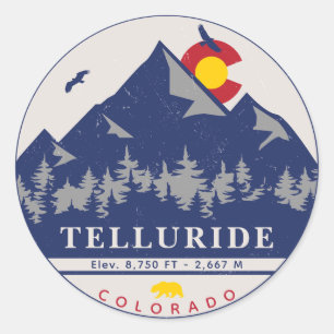 Telluride Colorado Retro Sunset Ski Souvenirs Ronde Sticker