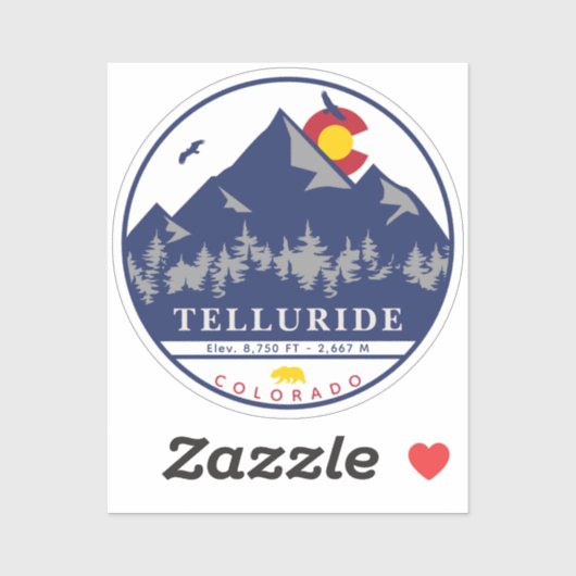 Telluride Colorado Retro Sunset Ski Souvenirs Sticker (Vel)