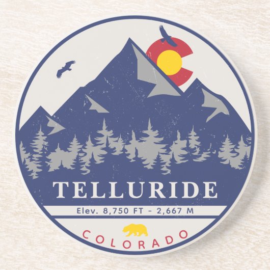 Telluride Colorado Retro Sunset Ski Souvenirs Zandsteen Onderzetter (Voorkant)
