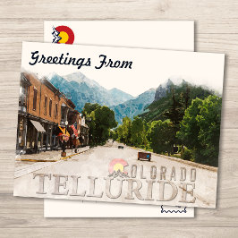 Telluride Colorado Ski Mountains Waterverf Briefkaart
