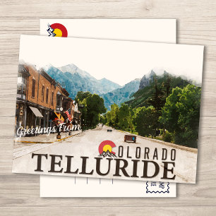 Telluride Colorado Ski Mountains Waterverf Briefkaart