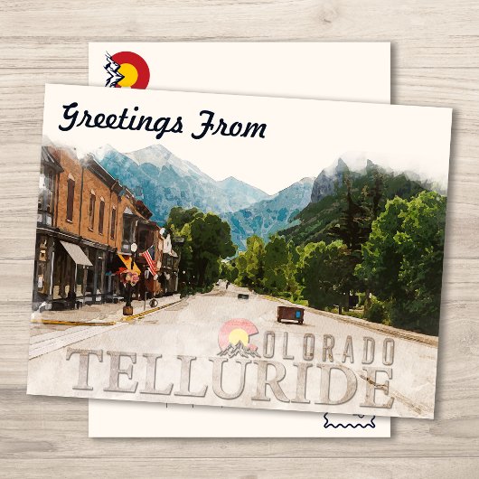 Telluride Colorado Ski Mountains Waterverf Briefkaart