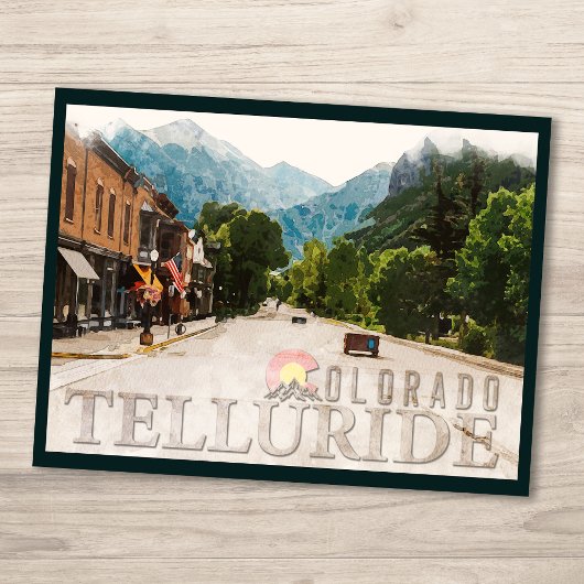 Telluride Colorado Ski Mountains Waterverf Briefkaart