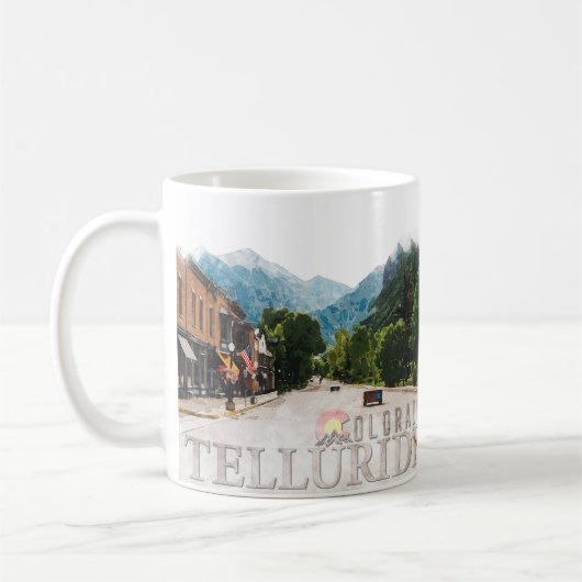 Telluride Colorado Ski Mountains Waterverf Koffiemok (Links)