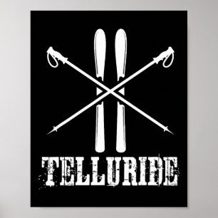 Telluride Colorado Ski Skier Poles Down Hill Poster