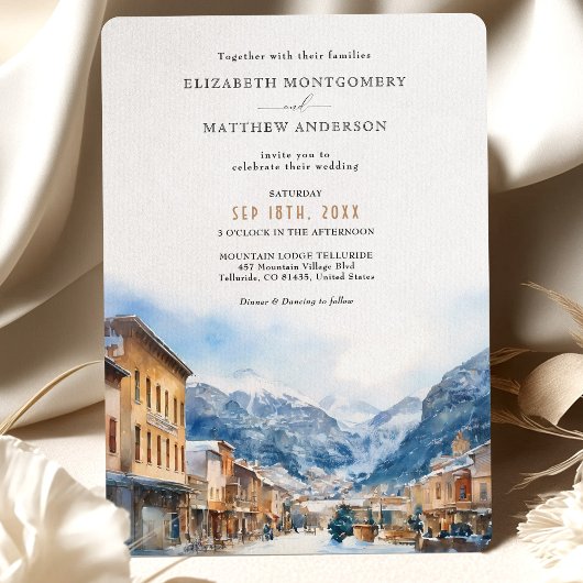 Telluride Colorado Ski Winter Wonderland Bruiloft Kaart