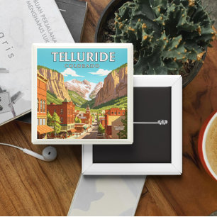 Telluride Colorado Vierkante Button 5,1 Cm
