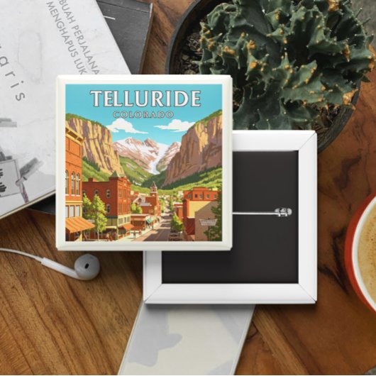 Telluride Colorado Vierkante Button 5,1 Cm