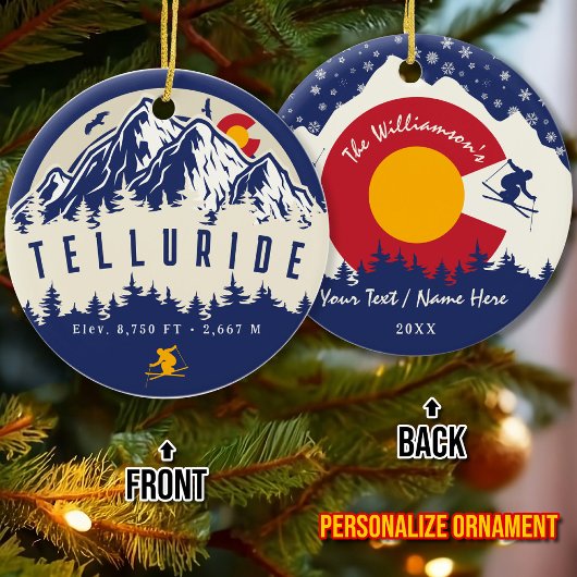 Telluride Colorado Vlag Berg Ski Souvenir Keramisch Ornament