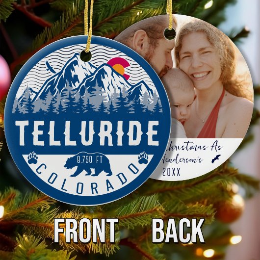 Telluride Colorado Vlag Eerste Kerstbergen Keramisch Ornament
