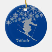 Telluride Snowflake Skier op maat Keramisch Ornament (Voorkant)