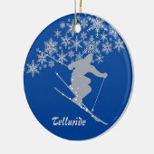 Telluride Snowflake Skier op maat Keramisch Ornament (Links)