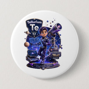 Tellurium karakter van ATOMIVRA™ Ronde Button 7,6 Cm