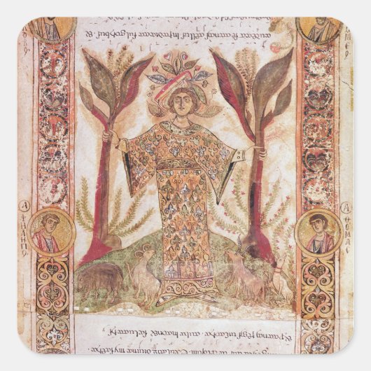 Tellus, van Exultet I, c.1030 Vierkante Sticker (Voorkant)