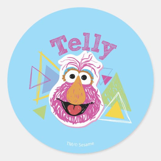 Telly Monster Pret-grafiek Ronde Sticker (Voorkant)