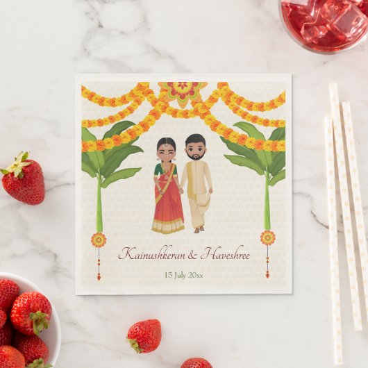 Teloegoe Tamil huwelijksmarigolds bananenboom Servet (Insitu)