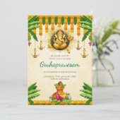 Telugu Housewarming nodigt Tamil Gruhapravesham ui Kaart (Staand voorkant)