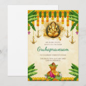 Telugu Housewarming nodigt Tamil Gruhapravesham ui Kaart (Voorkant / Achterkant)