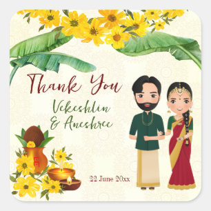 Telugu Tamil South Indian bruiloft Vierkante Sticker