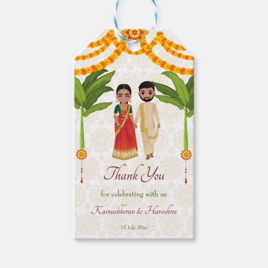 Telugu Tamil trouwmarigolds banana tree Cadeaulabel (Voorkant)