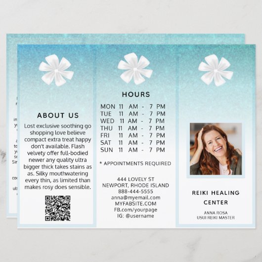 TEM 2Photo QR Trifold Brochure Abstracte Menuprijs (Voorkant / Achterkant)