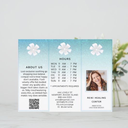 TEM 2Photo QR Trifold Brochure Abstracte Menuprijs (Staand voorkant)