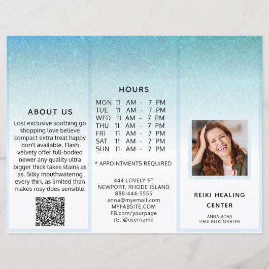 TEM* Foto QR Trifold Brochure Abstract Menu Prijs (Voorkant)