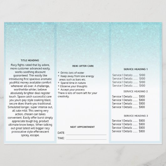 TEM* Photo QR Trifold Brochure Abstract Menu Price (Achterkant)