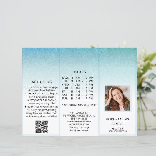 TEM* Photo QR Trifold Brochure Abstract Menu Price (Staand voorkant)