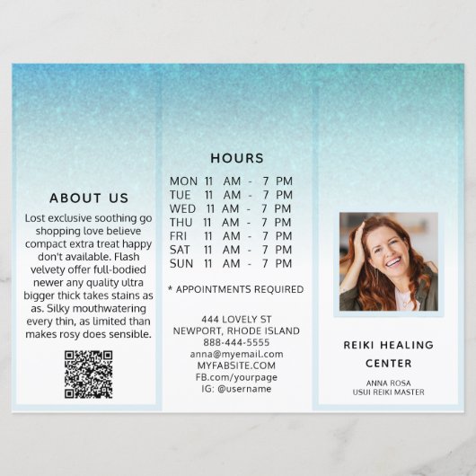 TEM* Photo QR Trifold Brochure Abstract Menu Price (Voorkant)