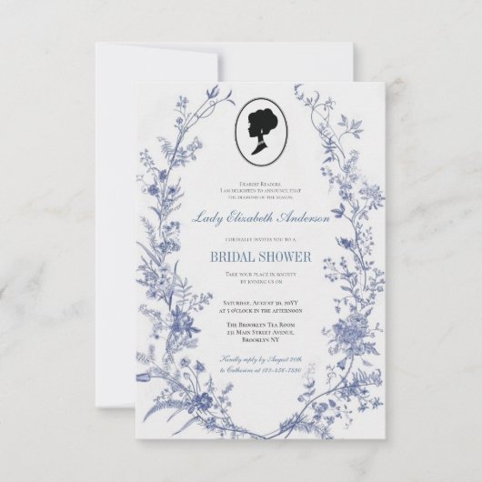 Tema del puente floral azul, regencia del té nupci kaart (Voorkant)