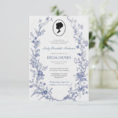 Tema del puente floral azul, regencia del té nupci kaart (Staand voorkant)