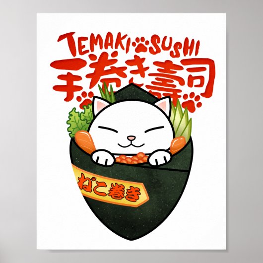 Temaki Sushi Cat Poster (Voorkant)