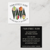 Temaki Sushi Hand Roll Japans restaurant voor voed Vierkante Visitekaartje (Voorkant / Achterkant)